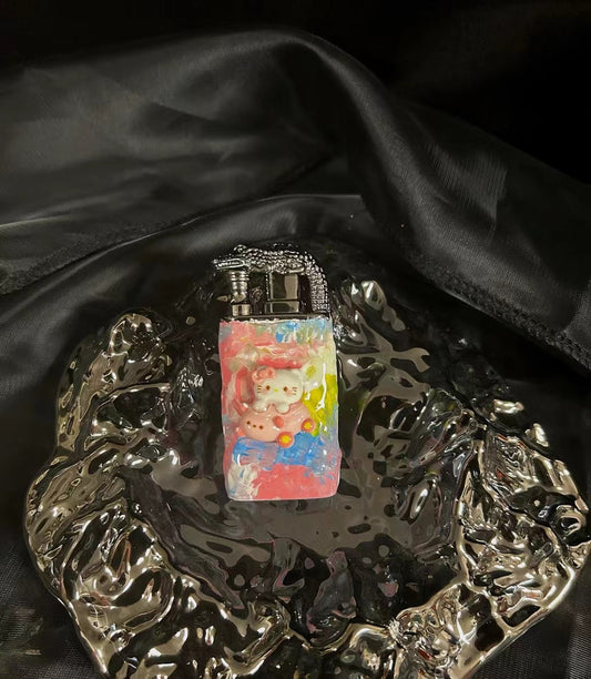 Hello Kitty hand-painted DIY lighter (real camera photos)