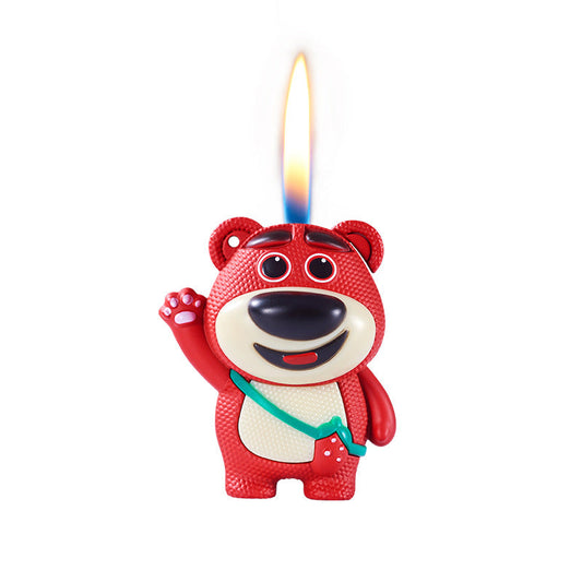 CUTE STRAWBERRY BEAR KEYCHAIN PENDANT LIGHTER,WINDPROOF REFILLABLE