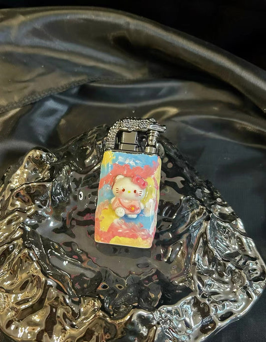 Hello Kitty hand-painted DIY lighter (real camera photos)