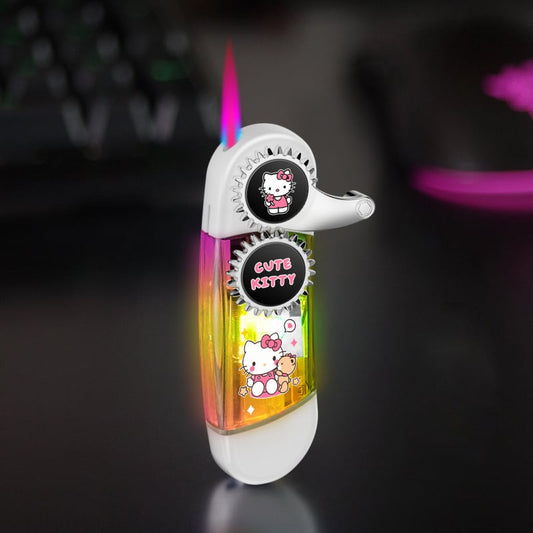 Cute cartoon colorful flame lighter with LED light